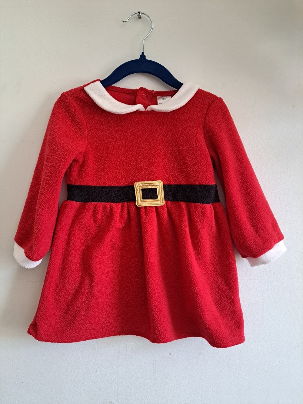 3/20$ H&M Red Christmas Holiday Dress with White Collar. Baby 9-12 Months
